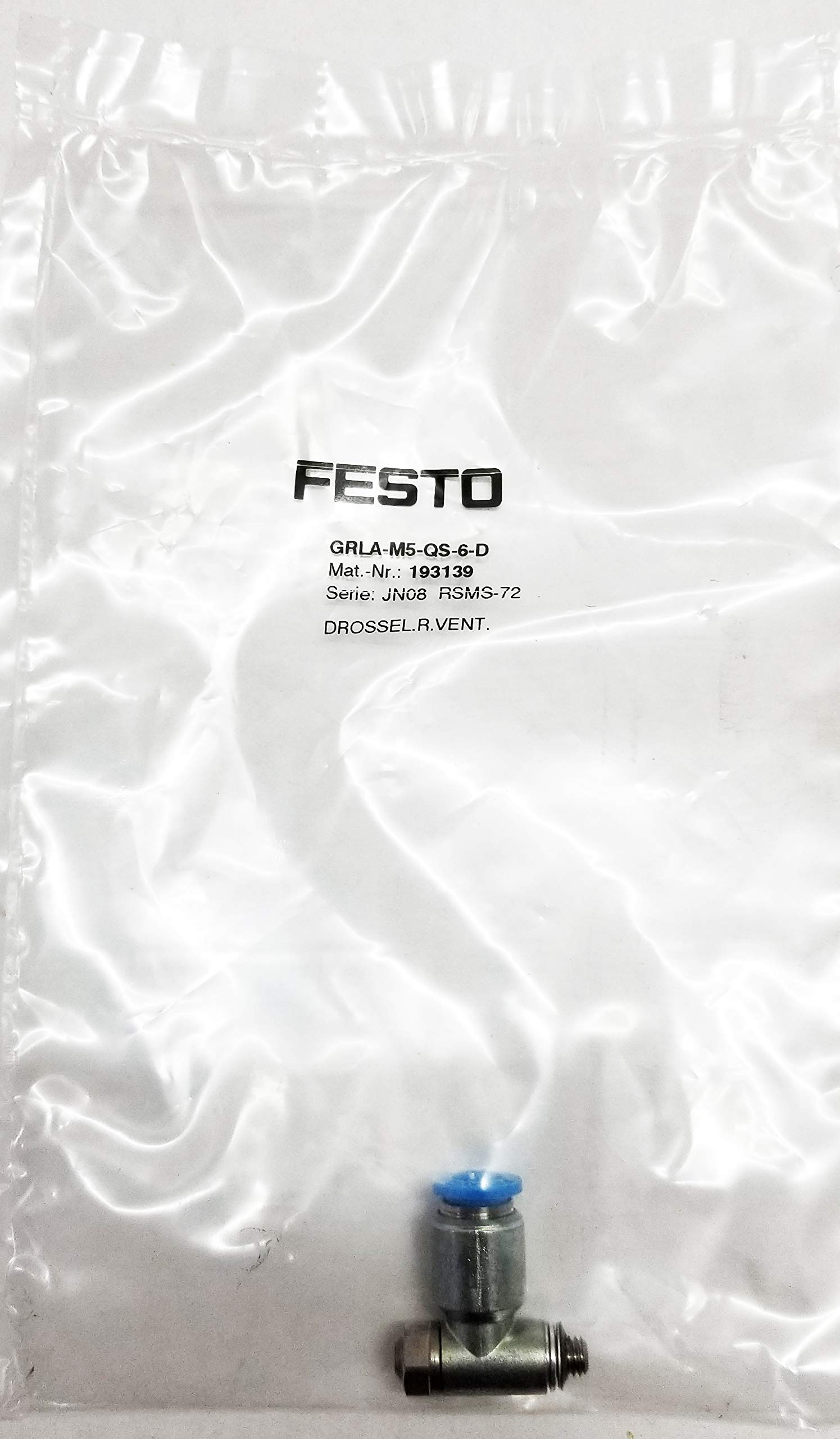 Festo Grla-M5-Qs-6-D, One-Way Flow Control Valve, 193139